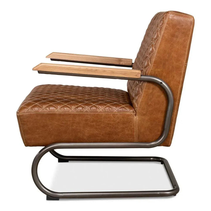 Beverly Hills Accent Chair Cuba Brown Leather - LOOMLAN - Sarreid - Accent Chairs