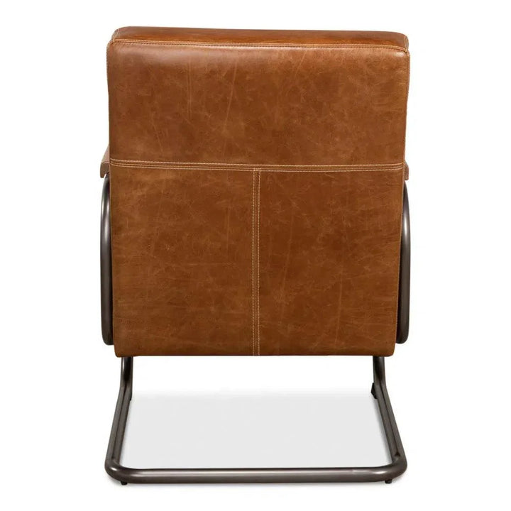 Beverly Hills Accent Chair Cuba Brown Leather - LOOMLAN - Sarreid - Accent Chairs
