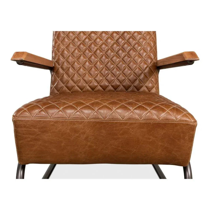 Beverly Hills Accent Chair Cuba Brown Leather - LOOMLAN - Sarreid - Accent Chairs