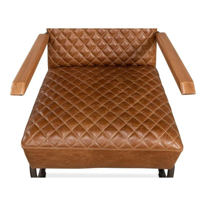 Beverly Hills Accent Chair Cuba Brown Leather - LOOMLAN - Sarreid - Accent Chairs