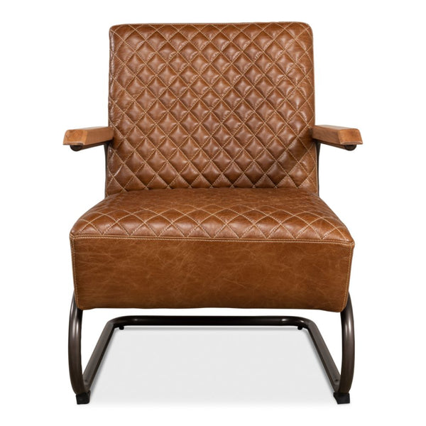Beverly Hills Accent Chair Cuba Brown Leather-Accent Chairs-Sarreid-LOOMLAN