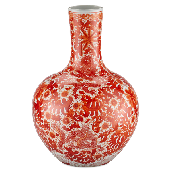 Biarritz Coral Fern Long Neck Vase-Vases & Jars-Currey & Co-LOOMLAN