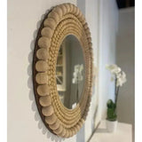 Biji Wooden Framed Round Wall Mirror