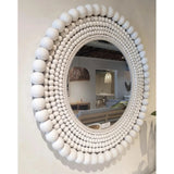 Biji Wooden Framed Round Wall Mirror