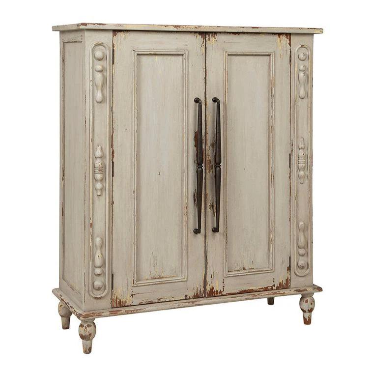 Bijou Vintage Designed Wooden Hall Cabinet-Accent Cabinets-Furniture Classics-Distressed White-LOOMLAN