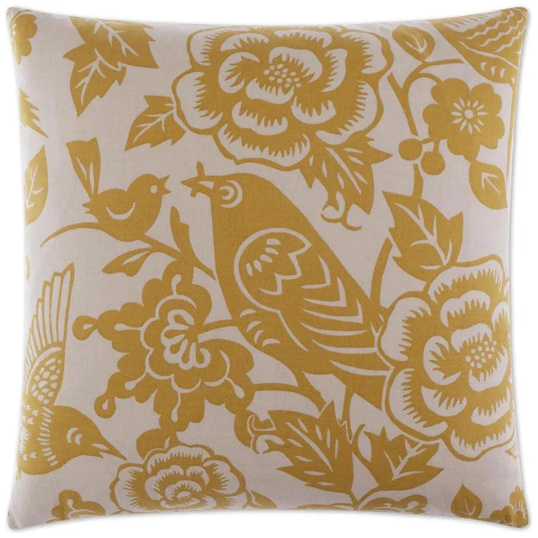 Billybird Yellow Throw Pillow With Insert