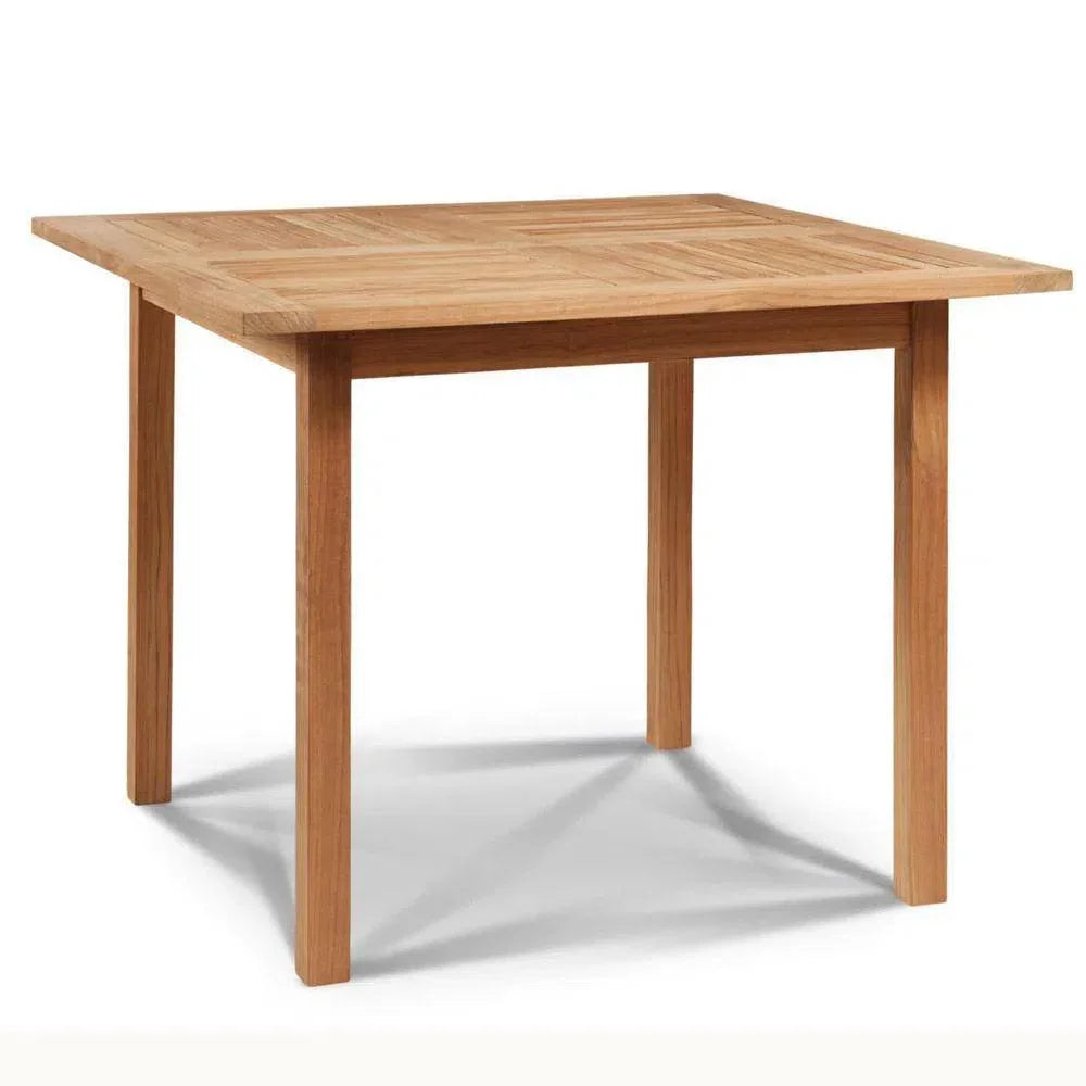 Square Teak Outdoor Dining Table with Umbrella Hole | – LOOMLAN