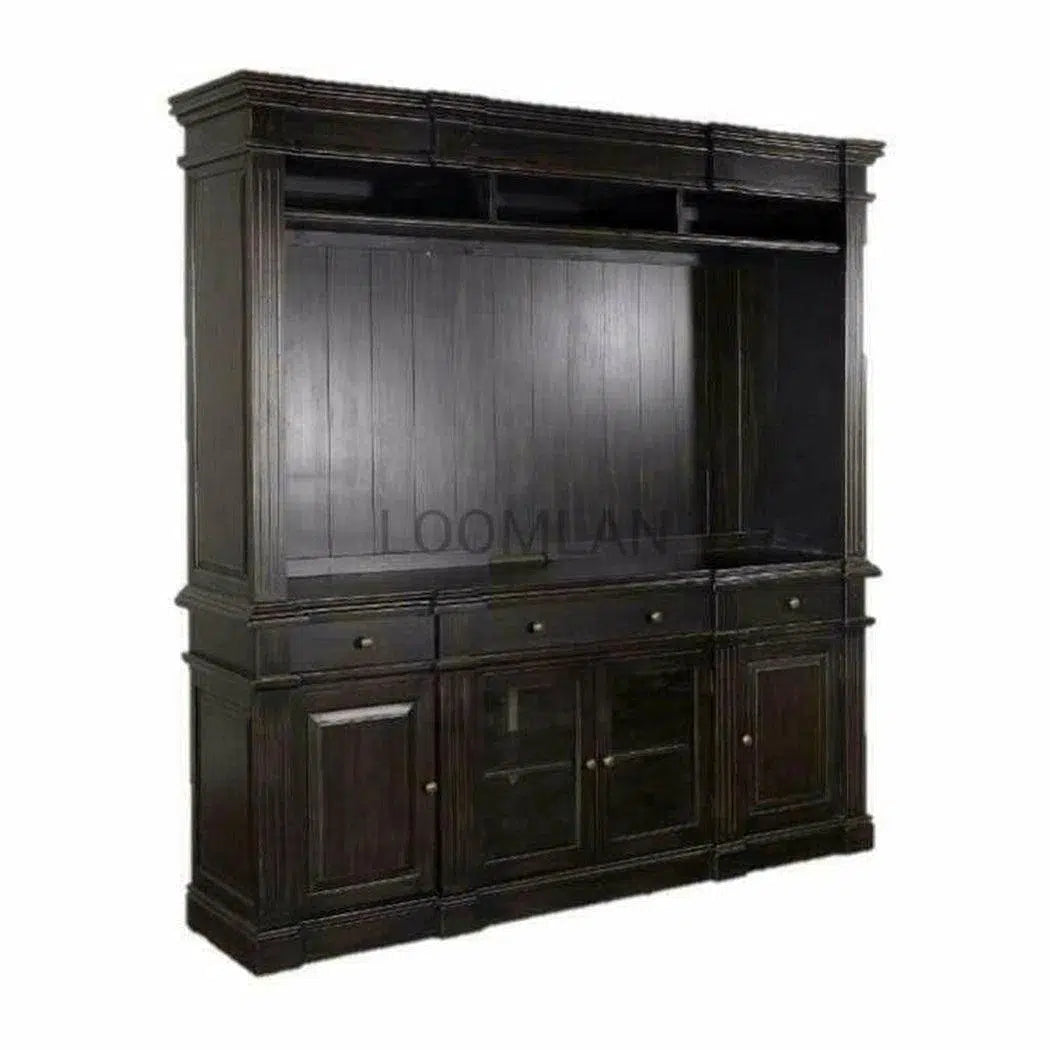 Black Entertainment Wall Unit Media Console