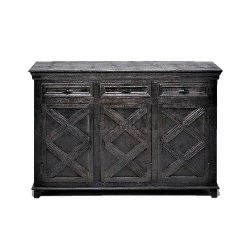 Black Farmhouse Wood Credenza With Drawers