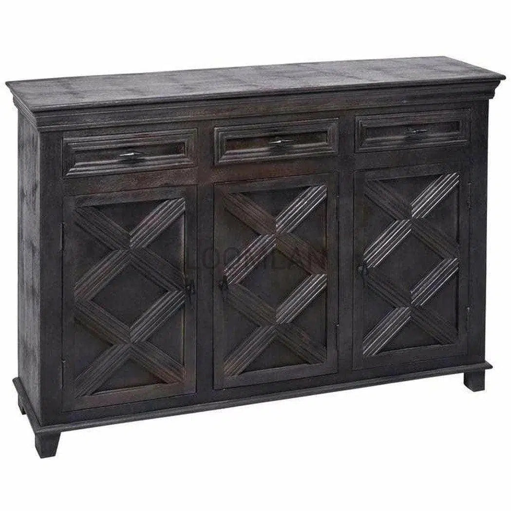 Black Farmhouse Wood Credenza With Drawers