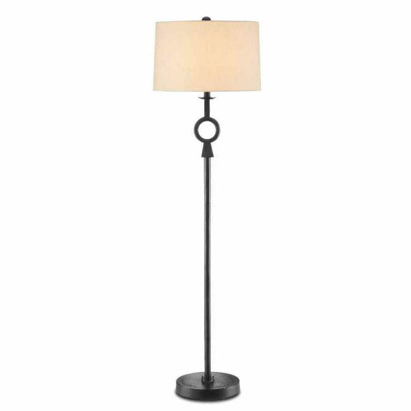 Black Germaine Black Floor Lamp Floor Lamps LOOMLAN By Currey & Co