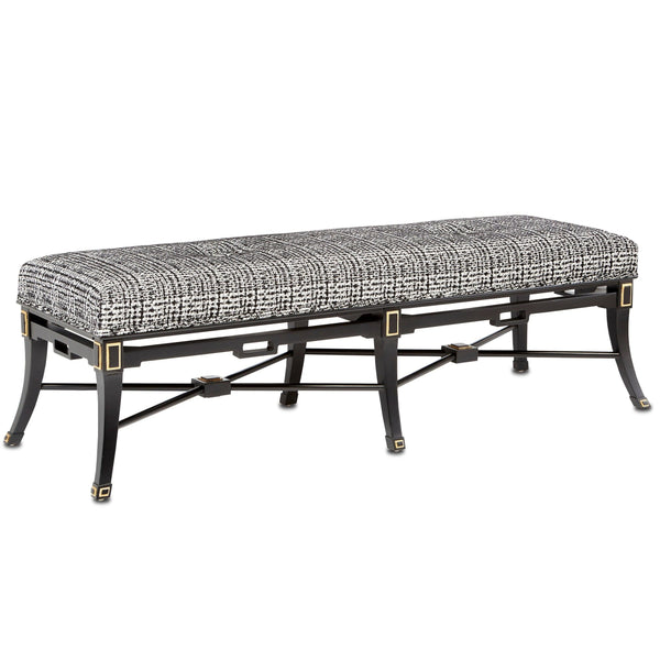 Black Gold Leaf Scarlett Black Tuxedo Bench Bedroom Benches LOOMLAN By Currey & Co