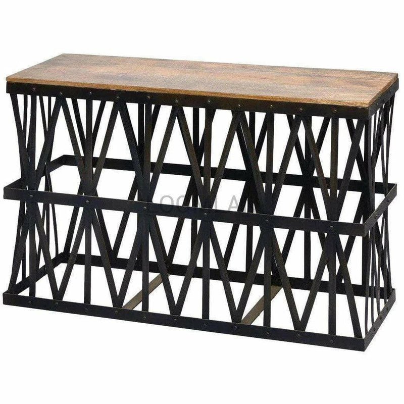 Black Industrial Sofa Table Thick Trellis