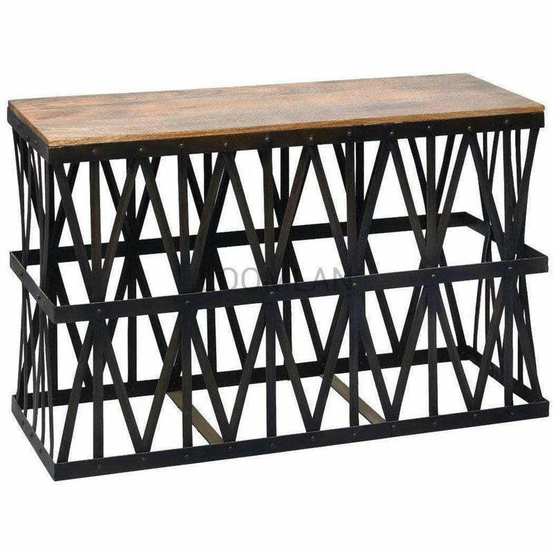 Black Industrial Sofa Table Thick Trellis