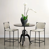 Black Iron Adjustable Height Round Crank Table Bar Tables LOOMLAN By Jamie Young
