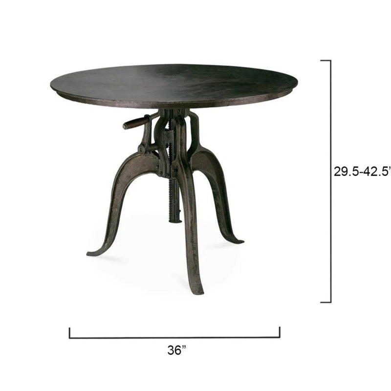 Black Iron Adjustable Height Round Crank Table Bar Tables LOOMLAN By Jamie Young