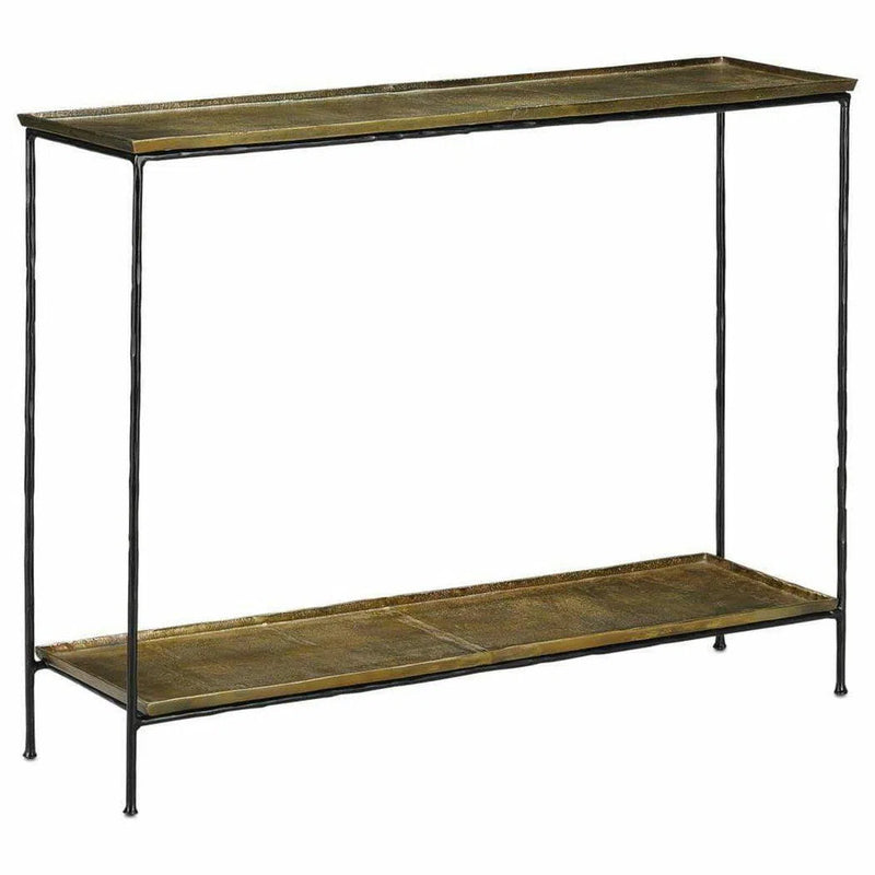 Black Iron Antique Brass Boyles Brass Console Table Console Tables LOOMLAN By Currey & Co