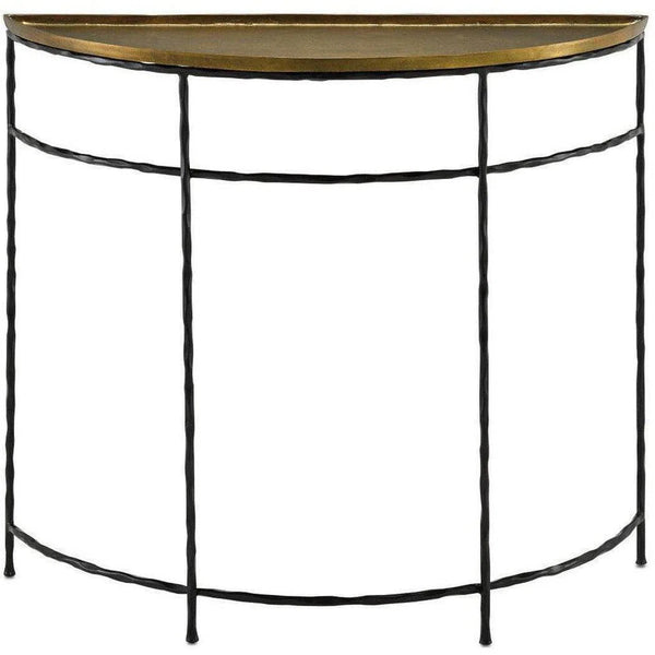 Black Iron Antique Brass Boyles Brass Demi-Lune Console Tables LOOMLAN By Currey & Co