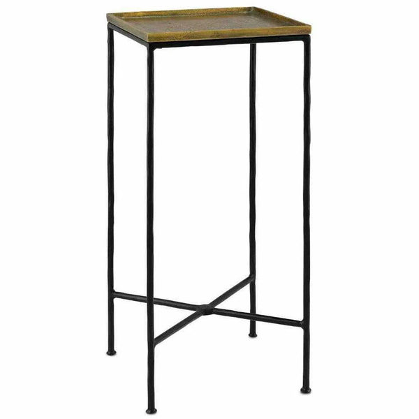 Black Iron Antique Brass Boyles Brass Drinks Table Side Tables LOOMLAN By Currey & Co