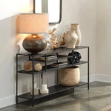 Black Iron Element Shelved Console Table