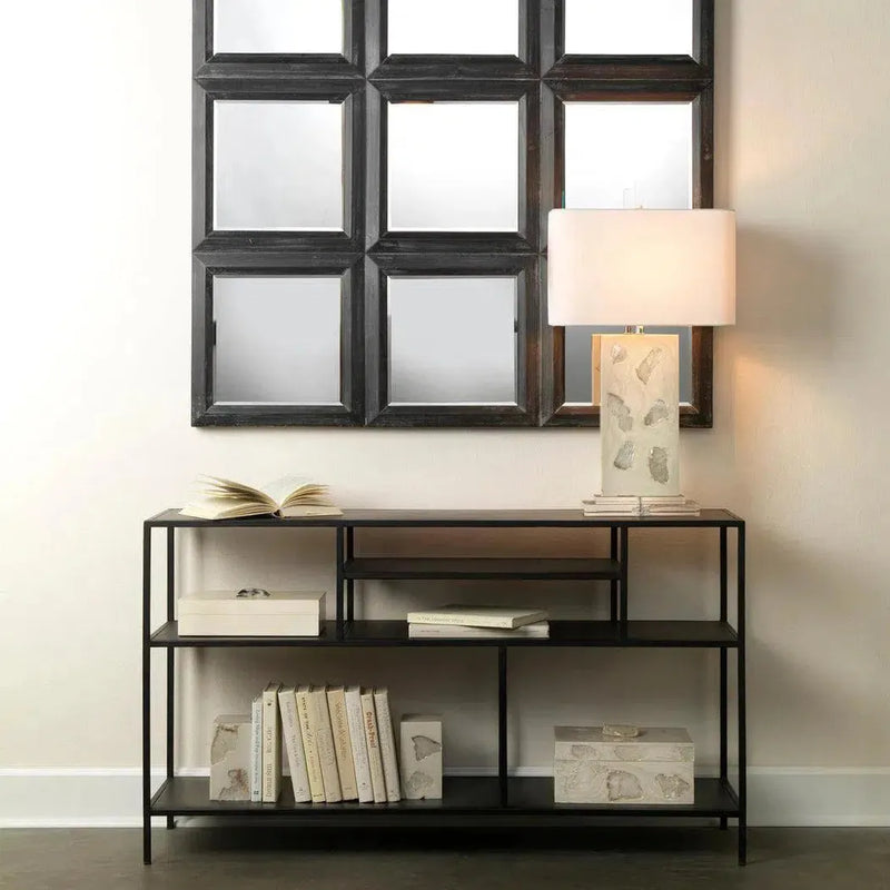 Black Iron Element Shelved Console Table