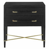 Black Lacquered Linen Champagne Verona Black Small Accent Cabinet Accent Cabinets LOOMLAN By Currey & Co