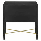 Black Lacquered Linen Champagne Verona Black Small Accent Cabinet Accent Cabinets LOOMLAN By Currey & Co