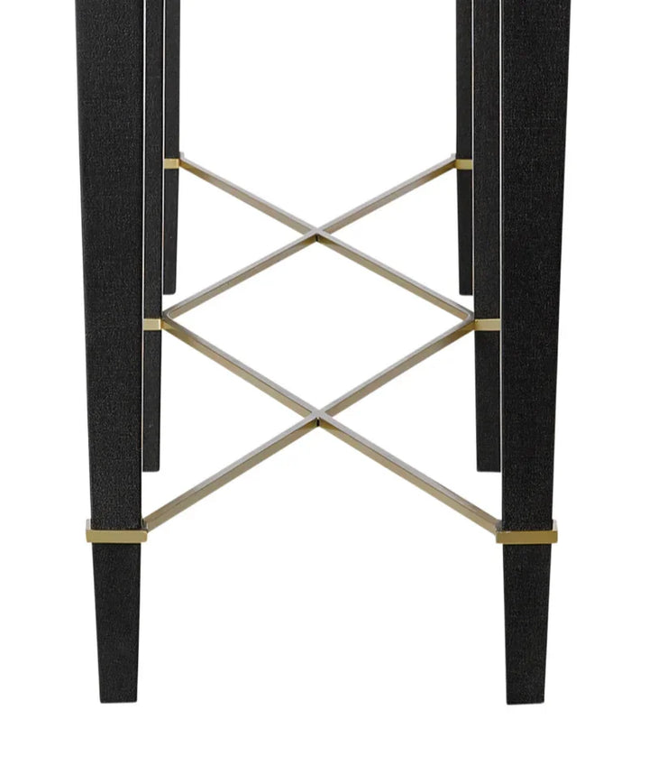 Black Lacquered Linen Verona Black Console Table - LOOMLAN - Currey & Co - Console Tables