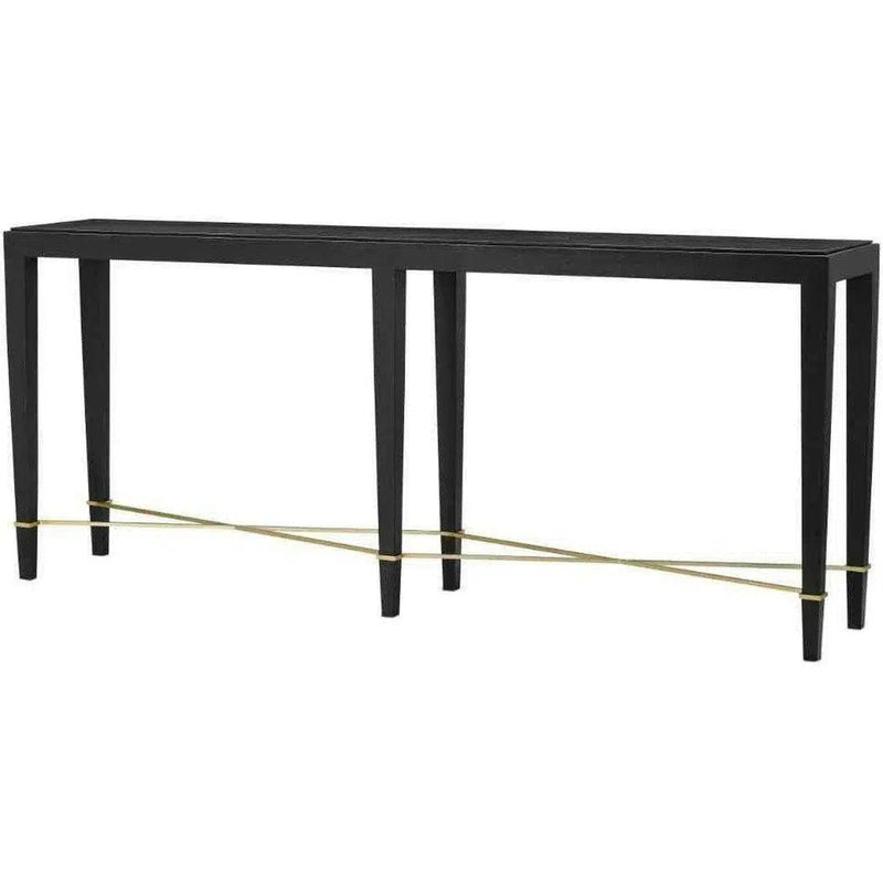 Black Lacquered Linen Verona Black Console Table