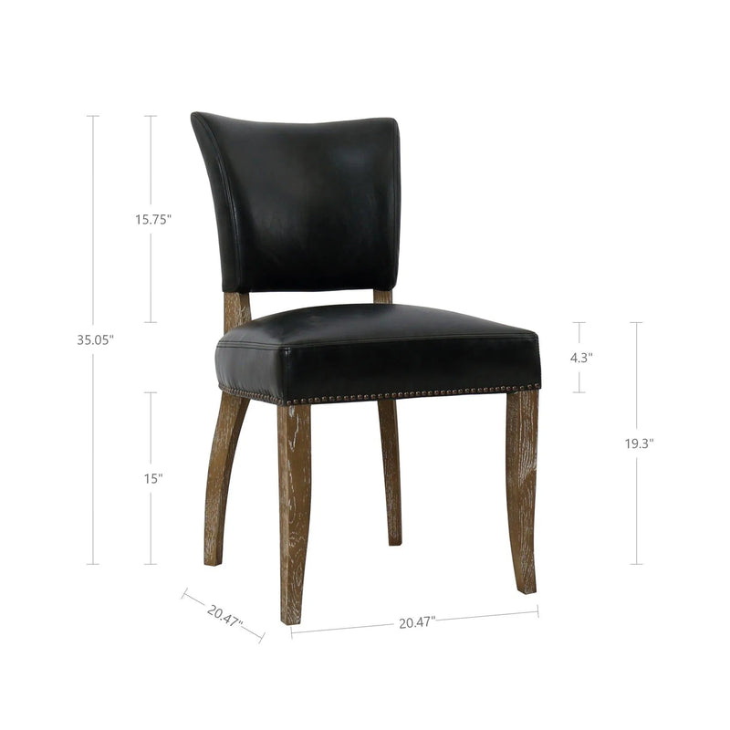 Black Leather 2PC Dining Chairs Set Armless with Floating Back Dining Chairs LOOMLAN By LHIMPORTS