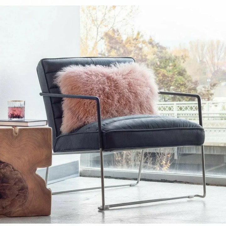 Black Leather Accent Slipper Chair Over - LOOMLAN - Moe's Home - Accent Chairs