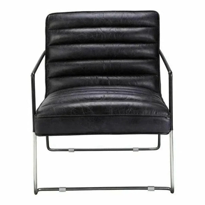 Black Leather Accent Slipper Chair Over - LOOMLAN - Moe's Home - Accent Chairs