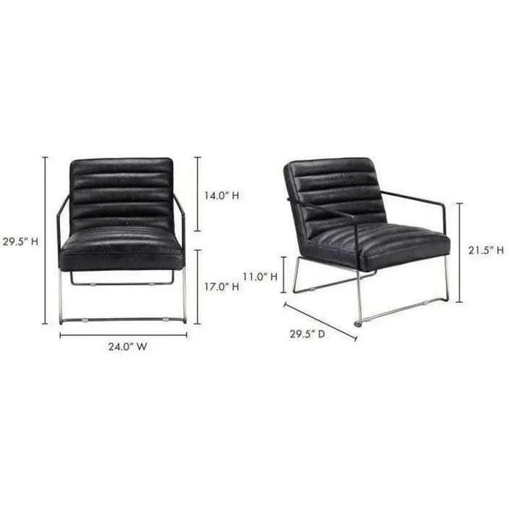 Black Leather Accent Slipper Chair Over - LOOMLAN - Moe's Home - Accent Chairs