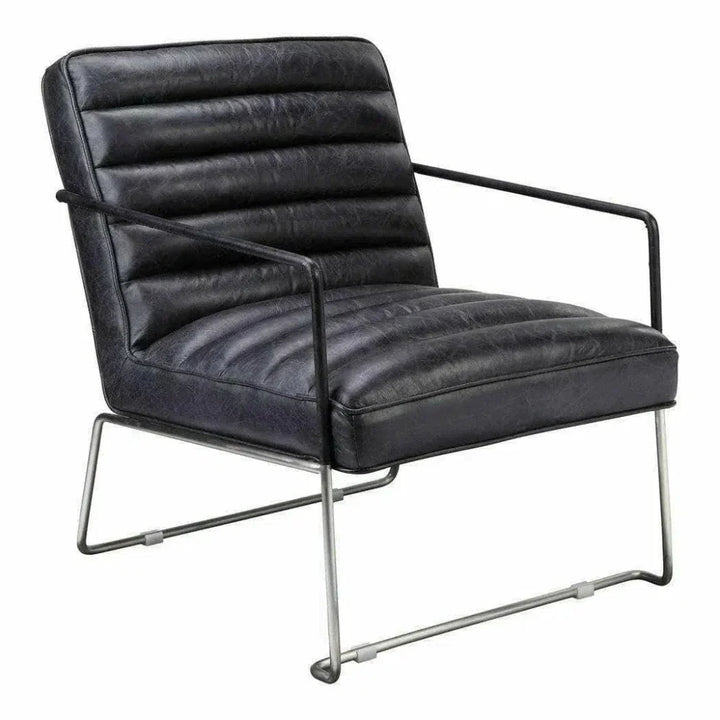 Black Leather Accent Slipper Chair Over - LOOMLAN - Moe's Home - Accent Chairs