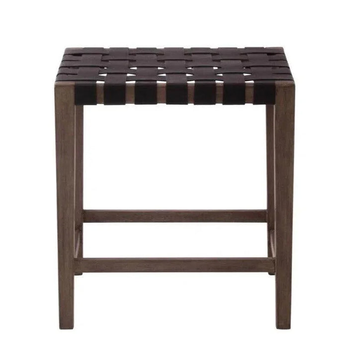 Black Leather Counter stool Madeira - LOOMLAN - Peninsula Home - Counter Stools