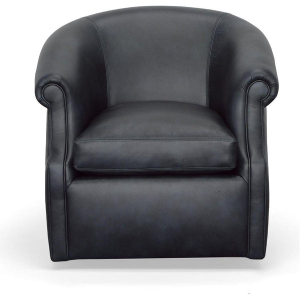 Black Leather Swivel Club Chair Seattle-Club Chairs-Uptown Sebastian-LOOMLAN