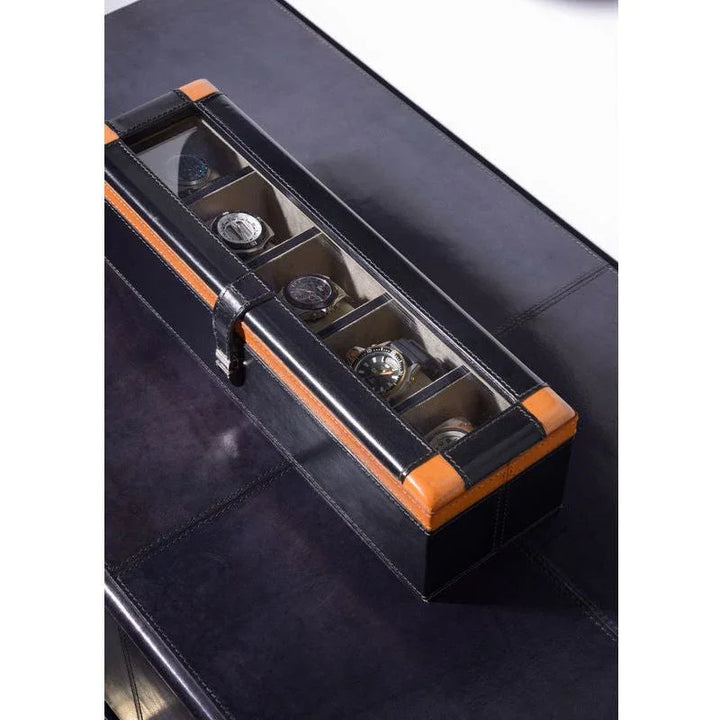 Black Leather Warpped Watch Display Box - LOOMLAN - Wildwood - Boxes & Bowls