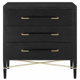 Black Linen Champagne Verona Black Chest Accent Cabinet Accent Cabinets LOOMLAN By Currey & Co
