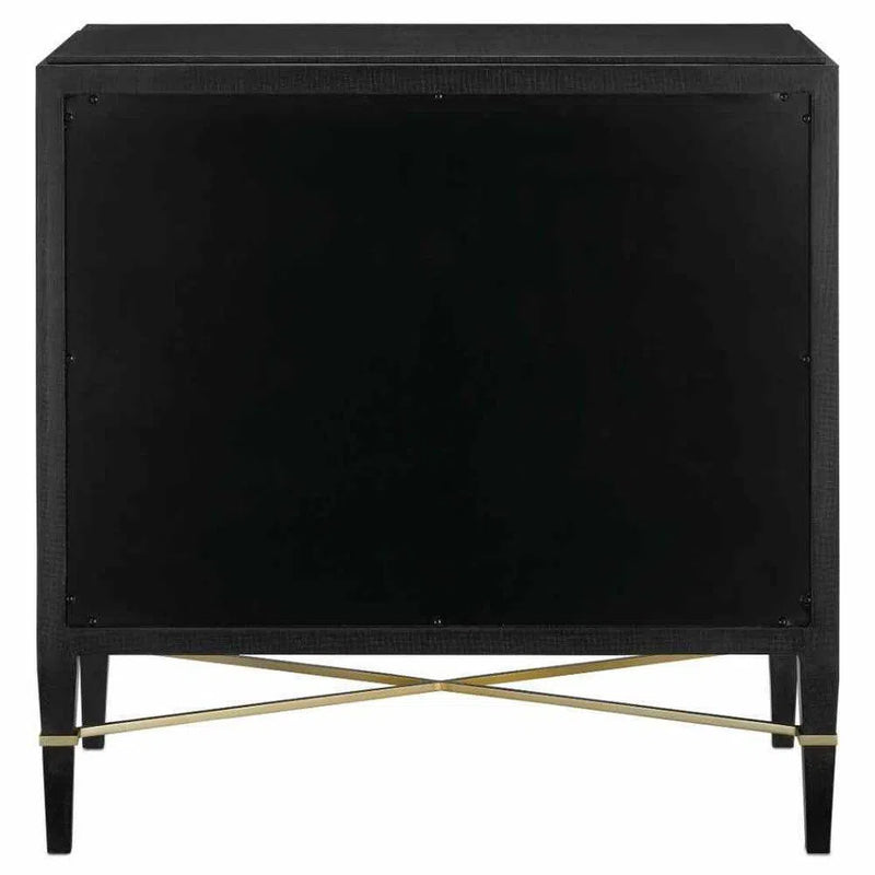 Black Linen Champagne Verona Black Chest Accent Cabinet Accent Cabinets LOOMLAN By Currey & Co