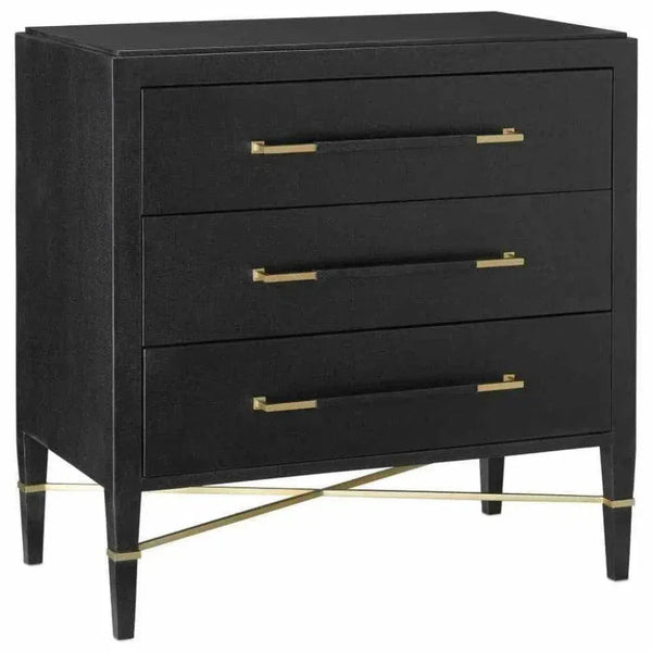 Black Linen Champagne Verona Black Chest - LOOMLAN - Currey & Co - Chests