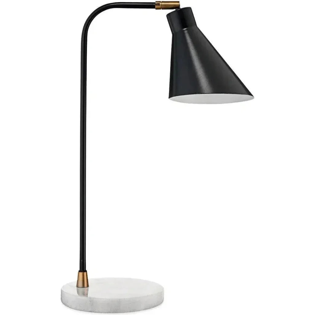 Black Marble Task Lamp with Iron Accents | LOOMLAN