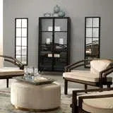 Black Metal Union Tall Black Curio Cabinet Glass Doors Bookcases LOOMLAN By Jamie Young