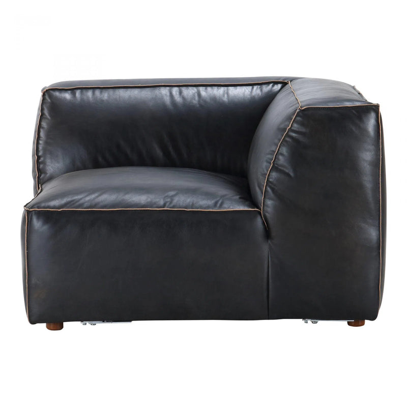 Black Nubuck Leather Nook Modular Sofa 3PC Set Modular Sofas LOOMLAN By Moe's Home