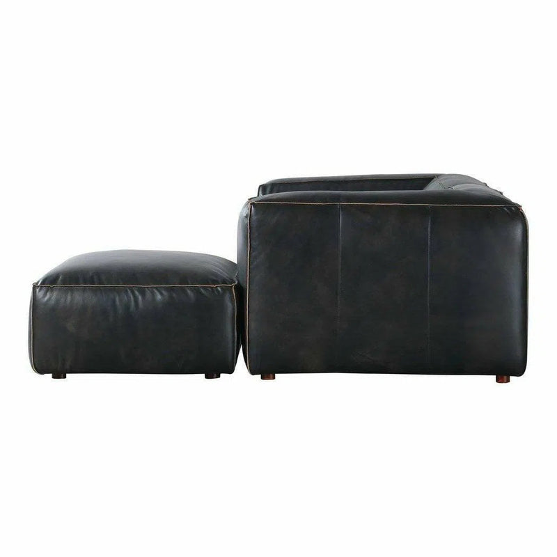 Black Nubuck Leather Nook Modular Sofa 3PC Set Modular Sofas LOOMLAN By Moe's Home