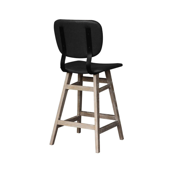 Black PU Leather Armless Counter Height Stool With Wood Frame Counter Stools LOOMLAN By LHIMPORTS