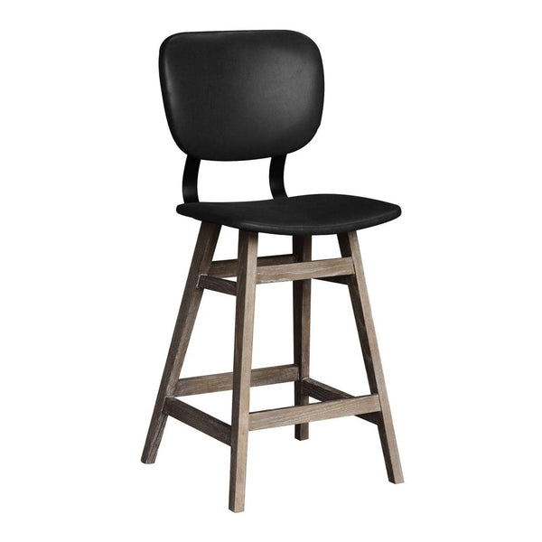 Black PU Leather Armless Counter Height Stool With Wood Frame Counter Stools LOOMLAN By LHIMPORTS