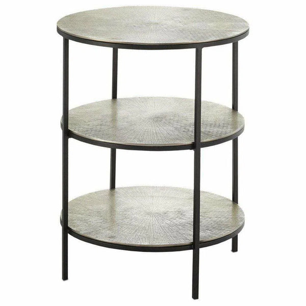 Black Pewter Cane Accent Table Side Tables LOOMLAN By Currey & Co