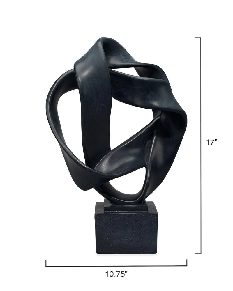 Black Polyresin Intertwined Object on Stand Statues & Sculptures LOOMLAN By Jamie Young