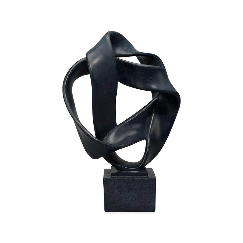 Black Polyresin Intertwined Object on Stand Statues & Sculptures LOOMLAN By Jamie Young
