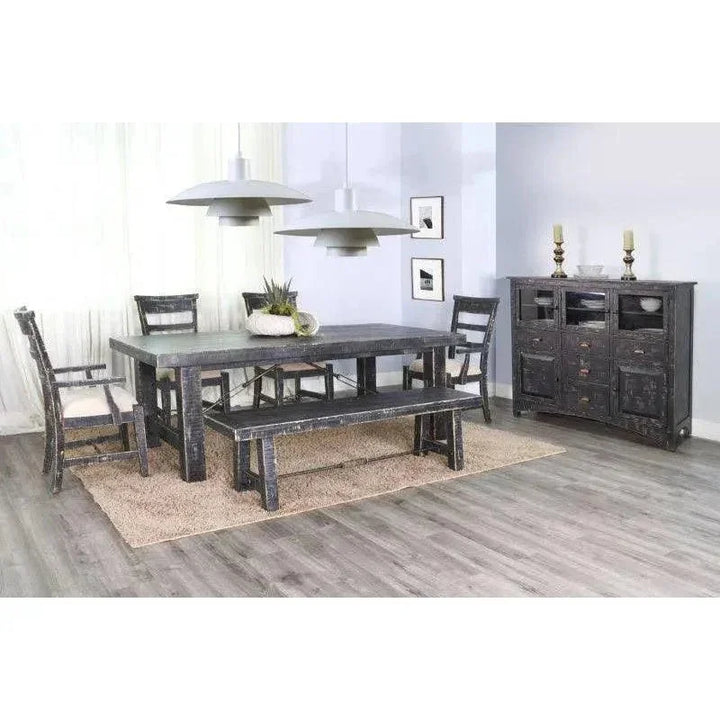 Black Sand Extension Table Black-Dining Tables-Sunny D-LOOMLAN